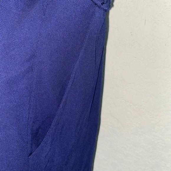 Anthropologie Maeve Jewel Blue Twisted Straps Stretchy Pockets Maxi Chic Dress 6 - Picture 10 of 11